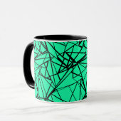 Abstract zwart en turquoise mok (Voorkant links)