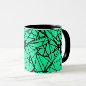 Abstract zwart en turquoise mok (Voorkant rechts)
