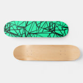 Abstract zwart en turquoise persoonlijk skateboard (Horizontaal)
