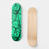 Abstract zwart en turquoise persoonlijk skateboard (Voorkant)