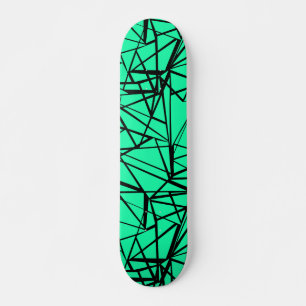 Abstract zwart en turquoise persoonlijk skateboard