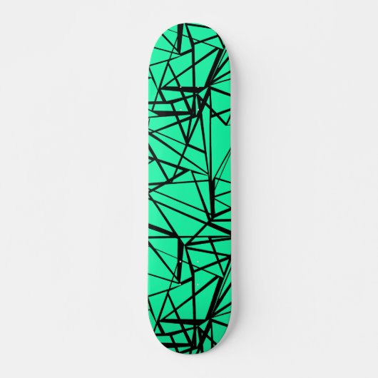 Abstract zwart en turquoise persoonlijk skateboard (Voorkant)