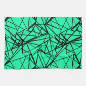 Abstract zwart en turquoise theedoek (Horizontaal)