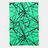 Abstract zwart en turquoise theedoek (Verticaal)