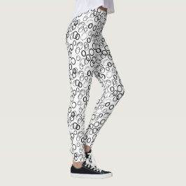 Abstract zwart en wit cirkelpatroon leggings