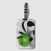 Abstract zwart en wit met groene fractale kunst bagagelabel (Voorkant (verticaal))