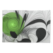 Abstract zwart en wit met groene fractale kunst kussensloop (Achterkant)