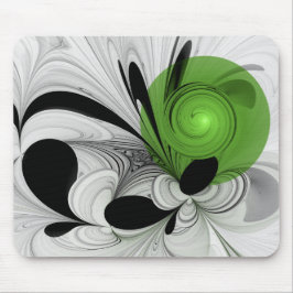 Abstract zwart en wit met groene fractale kunst muismat