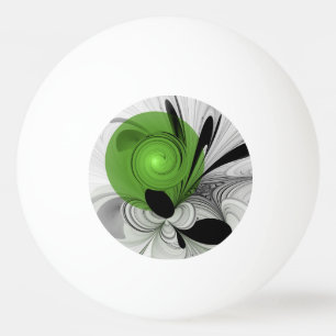 Abstract zwart en wit met groene fractale kunst pingpongbal