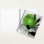 Abstract zwart en wit met groene fractale kunst planner (Display)