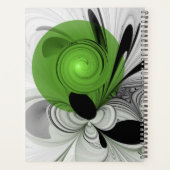 Abstract zwart en wit met groene fractale kunst planner (Achterkant)
