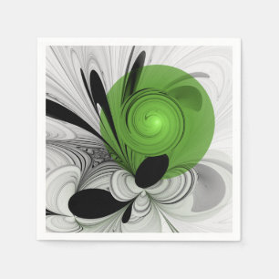 Abstract zwart en wit met groene fractale kunst servet