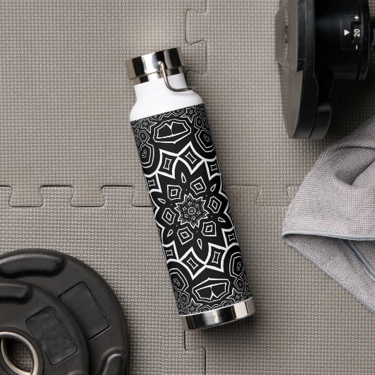 abstract zwart en wit patroon waterfles (Gym)