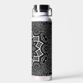 abstract zwart en wit patroon waterfles (Achterkant)