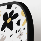 Abstract Zwart Geel Grijs Bloemen Monogramed Pickleball Paddle (Links Detail)