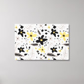 Abstract zwart geel grijs bloemmotief canvas afdruk (Voorkant)