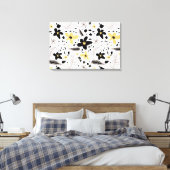 Abstract zwart geel grijs bloemmotief canvas afdruk (Insitu (Slaapkamer))