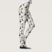 Abstract zwart geel grijs bloemmotief leggings (Rechts)