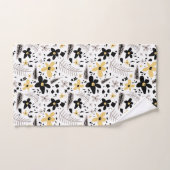 Abstract Zwart Geel Grijs Naadloos Bloempatroon Bad Handdoek (Handdoek)
