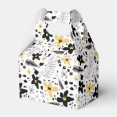 Abstract Zwart Geel Grijs Naadloos Bloempatroon Bedankdoosjes (Achterkant)