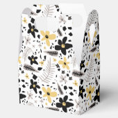 Abstract Zwart Geel Grijs Naadloos Bloempatroon Bedankdoosjes (Geopend)