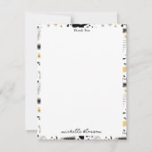 Abstract Zwart Geel Grijs Naadloos Bloempatroon Bedankkaart (Voorkant)