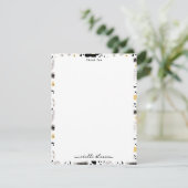 Abstract Zwart Geel Grijs Naadloos Bloempatroon Bedankkaart (Staand voorkant)