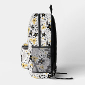 Abstract Zwart Geel Grijs Naadloos Bloempatroon Bedrukte Rugzak (Rechts)