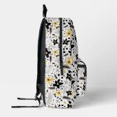 Abstract Zwart Geel Grijs Naadloos Bloempatroon Bedrukte Rugzak (Links)