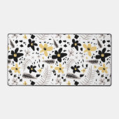 Abstract Zwart Geel Grijs Naadloos Bloempatroon Bureaumat (Voorkant)