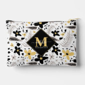 Abstract Zwart Geel Grijs Naadloos Bloempatroon Etui (Achterkant)