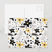 Abstract Zwart Geel Grijs Naadloos Bloempatroon Feestdagenkaart (Voorkant / Achterkant)