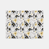 Abstract Zwart Geel Grijs Naadloos Bloempatroon Fleece Deken (Voorkant (Horizontaal))