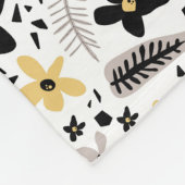 Abstract Zwart Geel Grijs Naadloos Bloempatroon Fleece Deken (Hoek)