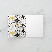 Abstract Zwart Geel Grijs Naadloos Bloempatroon Kaart (Binnen)