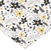 Abstract Zwart Geel Grijs Naadloos Bloempatroon Korte Tafelloper (Hoek)