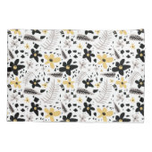 Abstract Zwart Geel Grijs Naadloos Bloempatroon Kussensloop (Achterkant-Links)