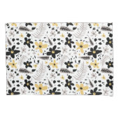 Abstract Zwart Geel Grijs Naadloos Bloempatroon Kussensloop (Voorkant-Links)