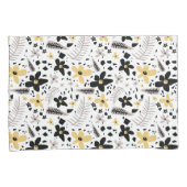 Abstract Zwart Geel Grijs Naadloos Bloempatroon Kussensloop (Voorkant-Rechts)