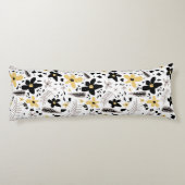 Abstract Zwart Geel Grijs Naadloos Bloempatroon Lichaamskussen (Achterkant)