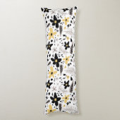 Abstract Zwart Geel Grijs Naadloos Bloempatroon Lichaamskussen (Achterkant (Verticaal))