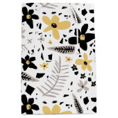 Abstract Zwart Geel Grijs Naadloos Bloempatroon Medium Cadeauzakje (Voorkant)