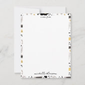 Abstract Zwart Geel Grijs Naadloos Bloempatroon Notitiekaartje (Voorkant)