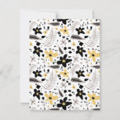 Abstract Zwart Geel Grijs Naadloos Bloempatroon Notitiekaartje (Achterkant)