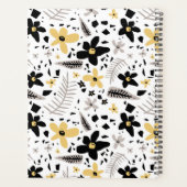 Abstract Zwart Geel Grijs Naadloos Bloempatroon Planner (Achterkant)