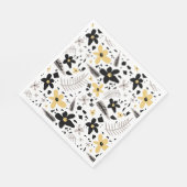 Abstract Zwart Geel Grijs Naadloos Bloempatroon Servet (Hoek)