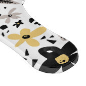 Abstract Zwart Geel Grijs Naadloos Bloempatroon Snijplank (Hoek)