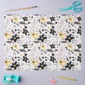 Abstract Zwart Geel Grijs Naadloos Bloempatroon Tissuepapier (Craft)