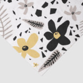 Abstract Zwart Geel Grijs Naadloos Bloempatroon Tissuepapier (Detail)