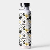 Abstract Zwart Geel Grijs Naadloos Bloempatroon Waterfles (Rechts)